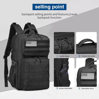 Military Tactical Backpack for Men Waterproof Daypack 3 Day Assault Pack Molle Bag with Water Bottle Holder